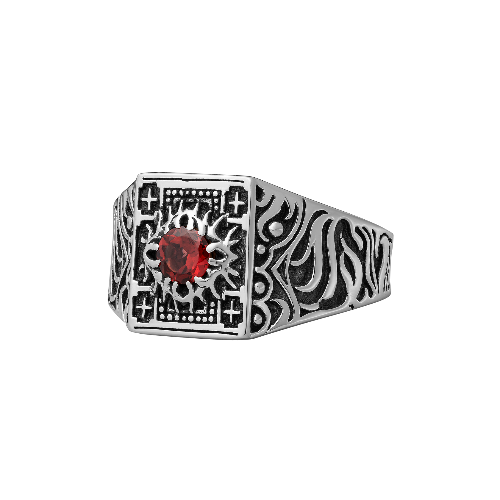 Blood Bath x Polyphia Sterling Silver and Red Garnet Ring