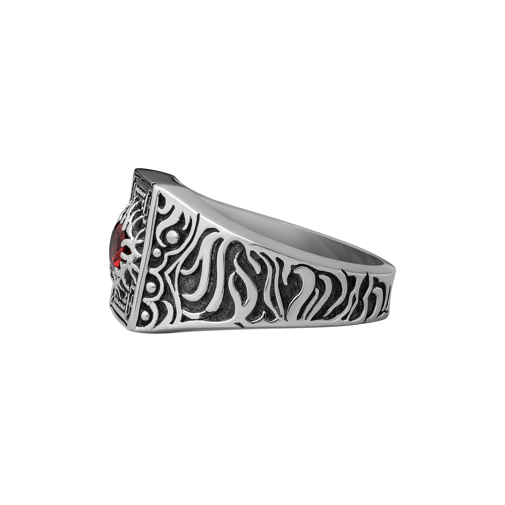 Blood Bath x Polyphia Sterling Silver and Red Garnet Ring