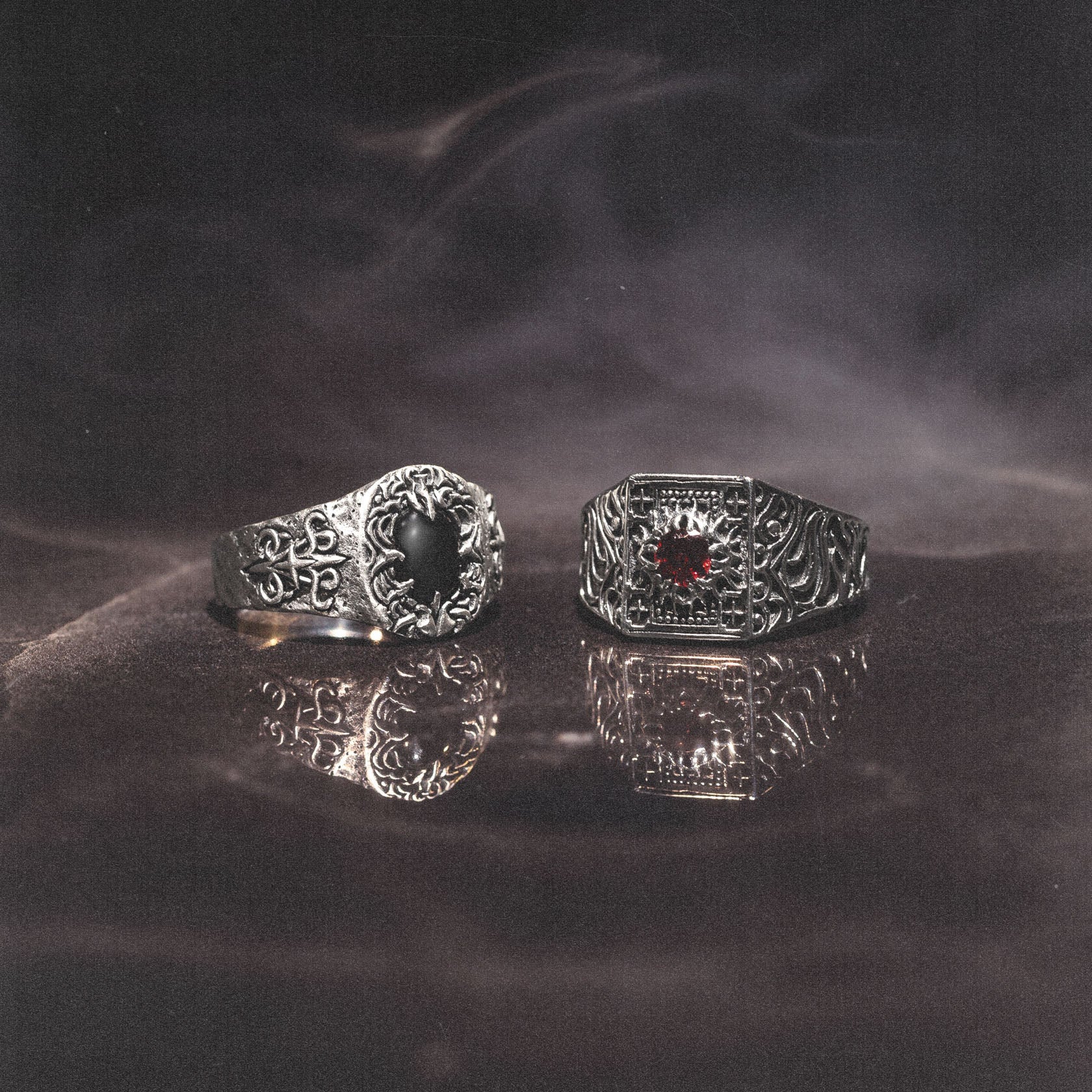 Blood Bath x Polyphia Sterling Silver and Red Garnet Ring