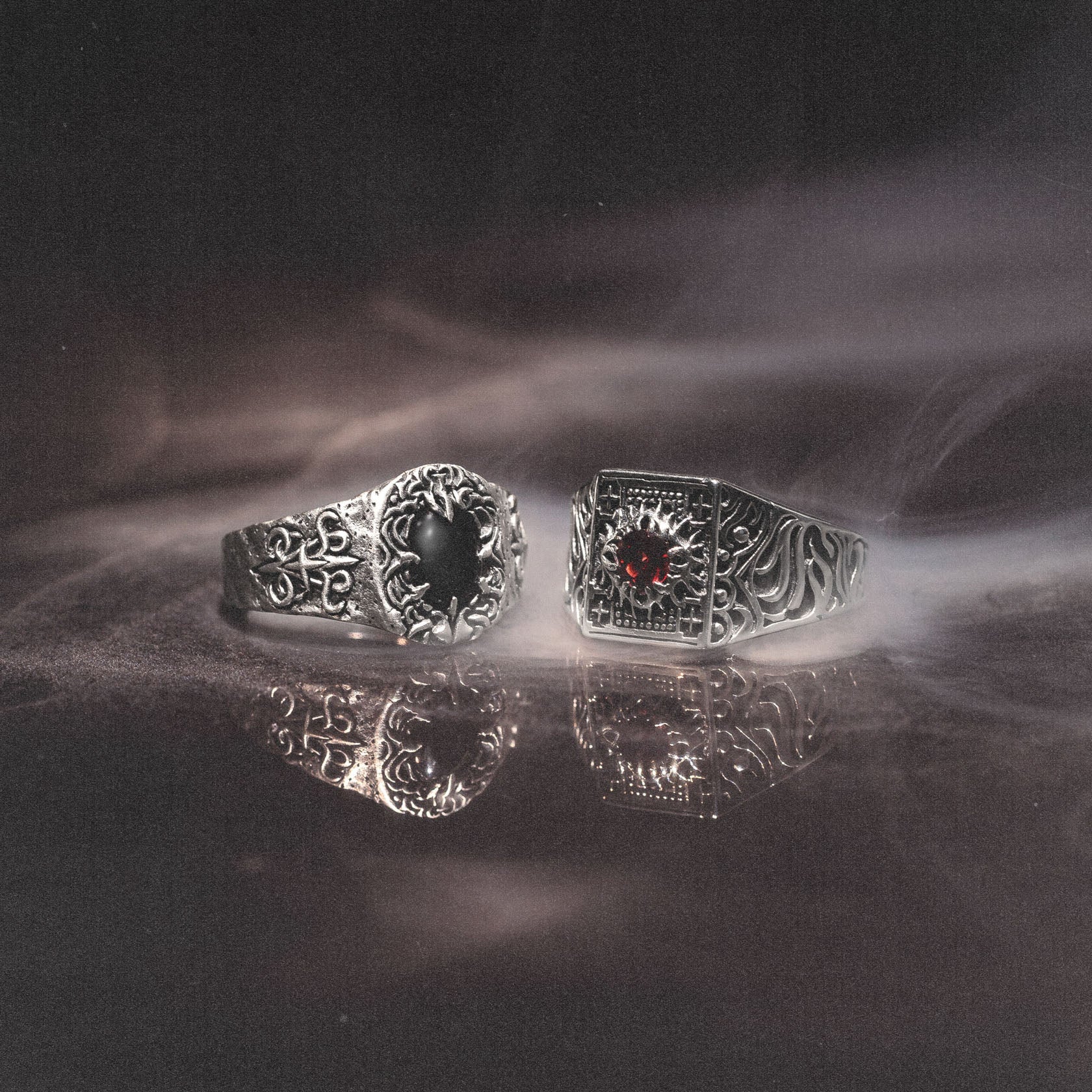 Blood Bath x Polyphia Sterling Silver and Red Garnet Ring