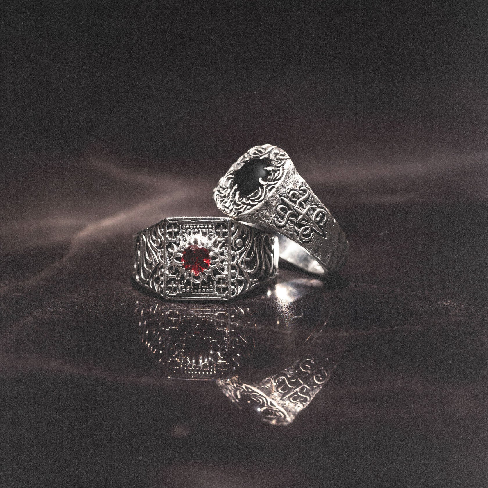 Blood Bath x Polyphia Sterling Silver and Red Garnet Ring