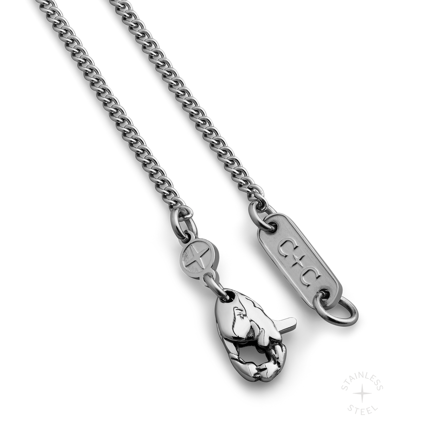 polished stainless steel curb chain necklace