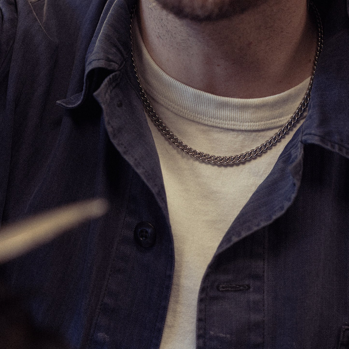 Stainless steel curb chain necklace for men