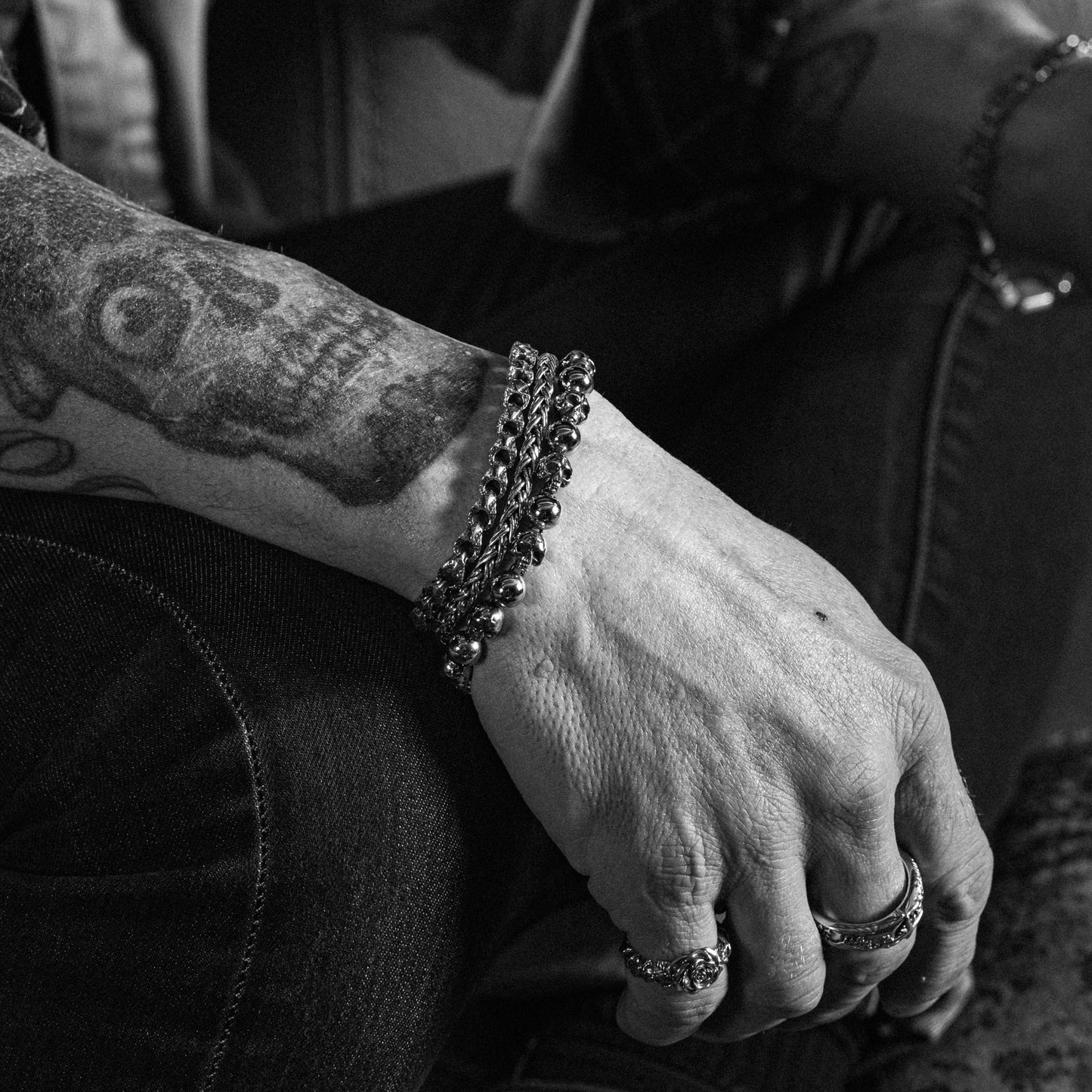 Headcase Stainless Steel beaded Skull bracelet