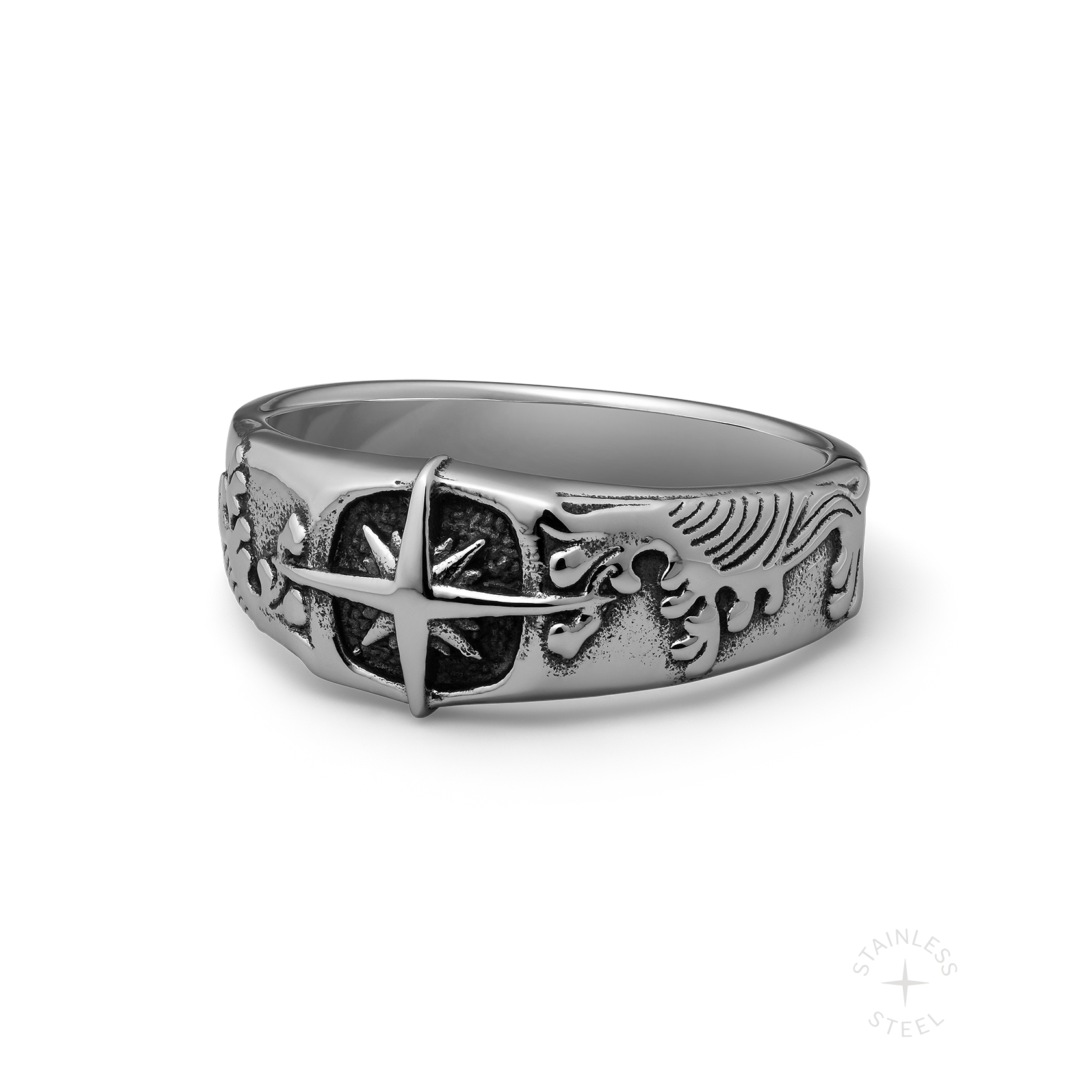 High Tide: Mens Nautical Ring in Stainless Steel – Clocks and Colours
