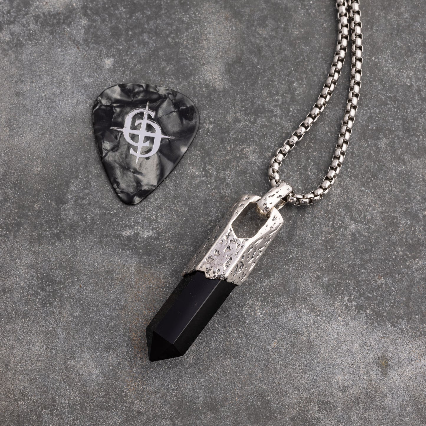 Sterling Silver and Black onyx pendant necklace for men