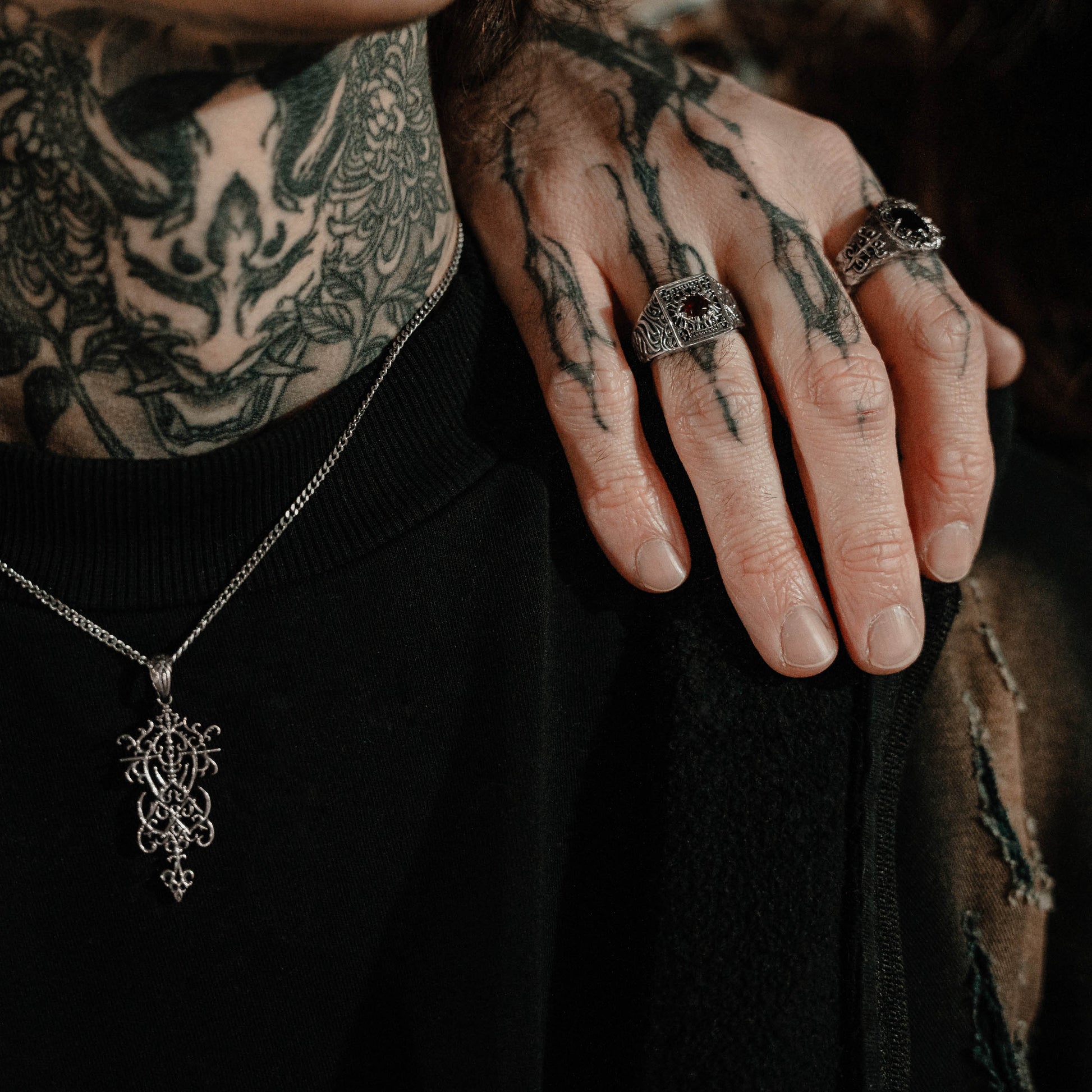 Blood Bath x Polyphia Sterling Silver and Red Garnet Ring