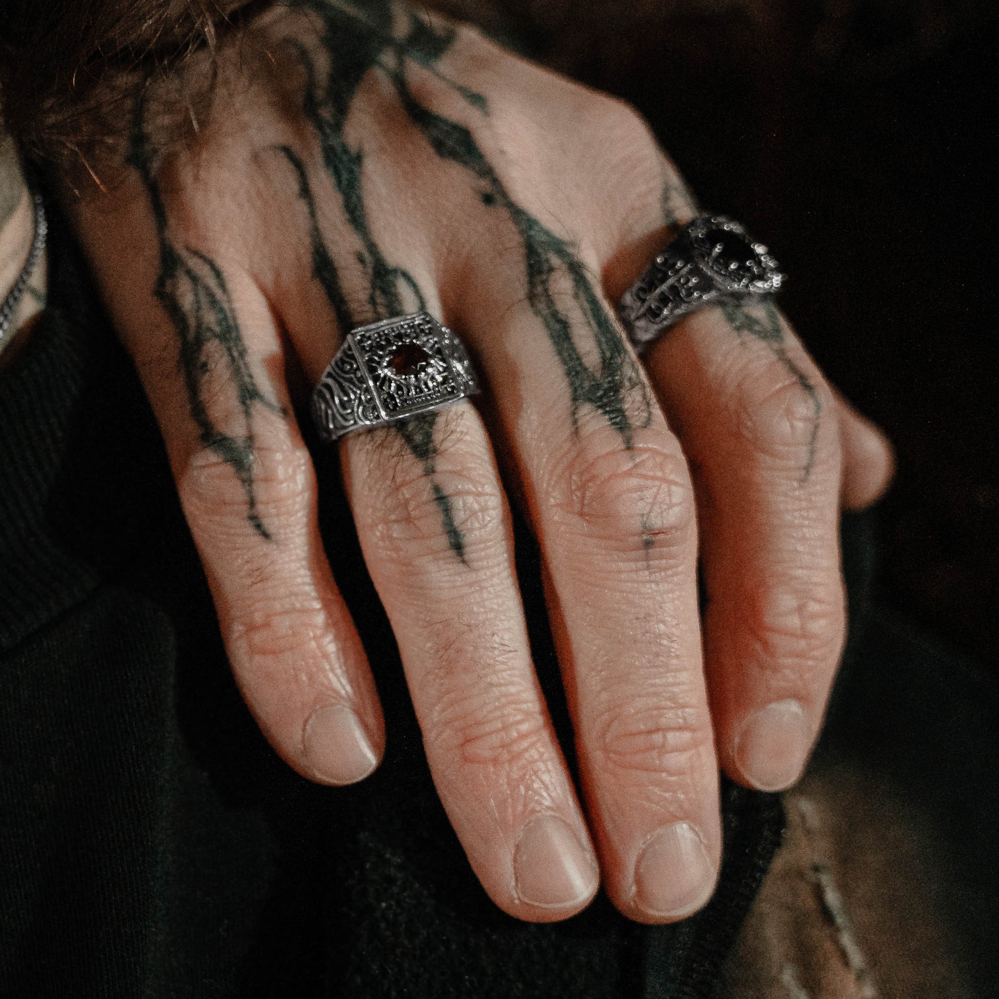 Blood Bath x Polyphia Sterling Silver and Red Garnet Ring