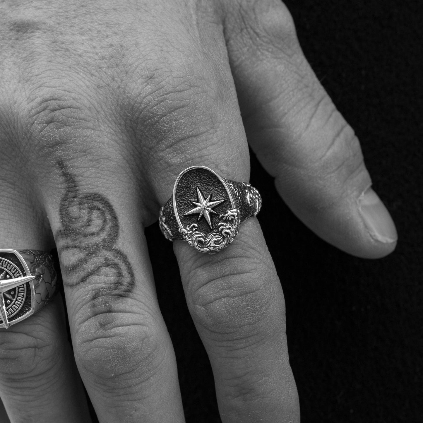 Rocky Shores Sterling Silver Nautical Signet Ring