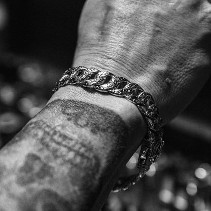 Broadside Sterling Silver Compass Class Nautical Cuban Chain Bracelet for men