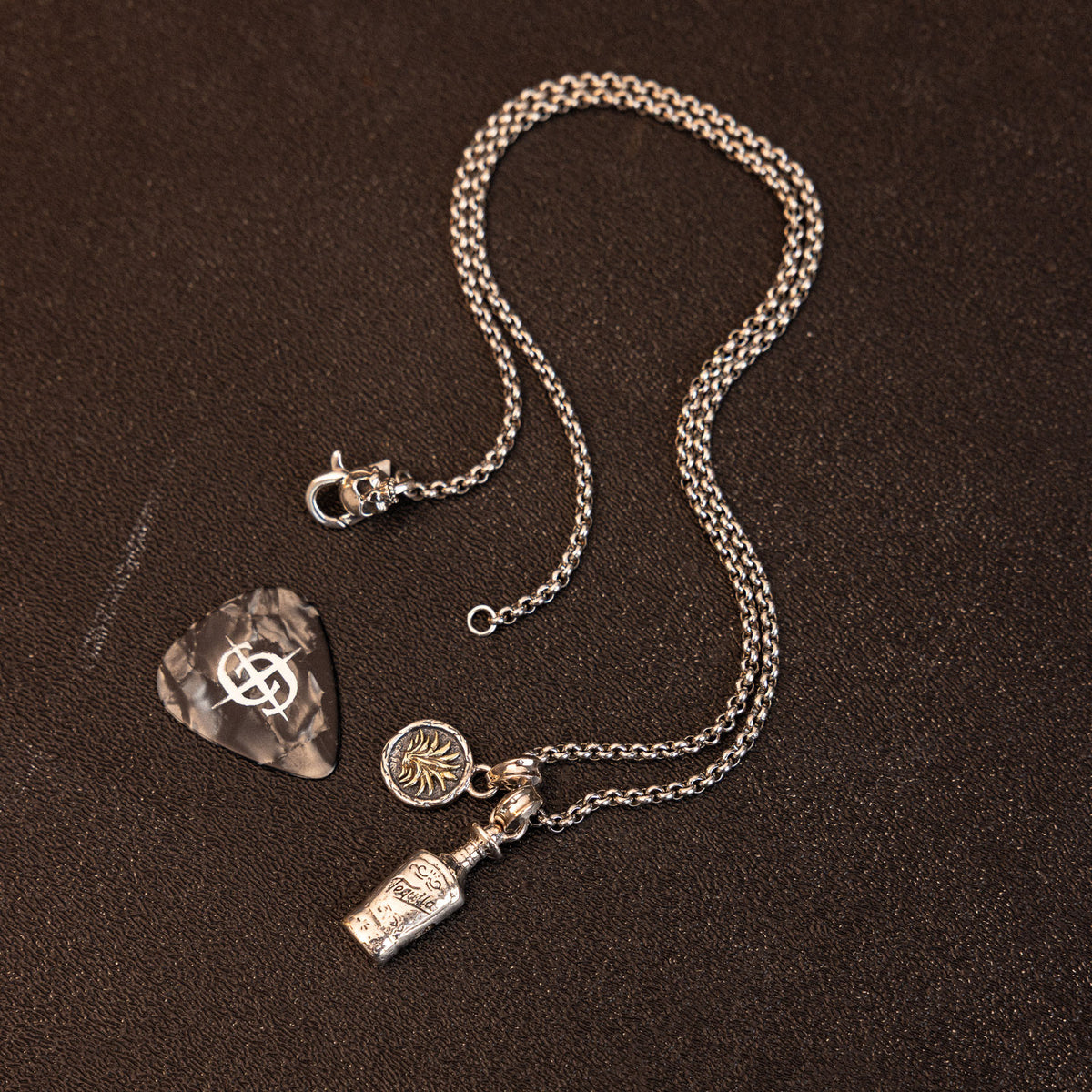 Perla Tapatia sterling silver and brass necklace - on figure