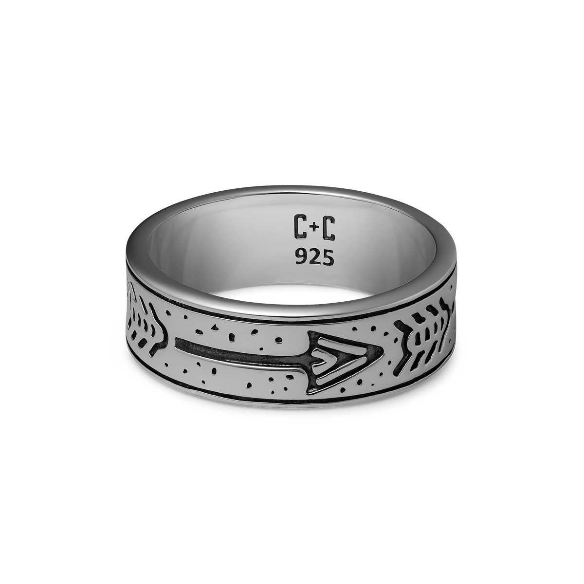 Aim True (His) sterling silver ring - off figure