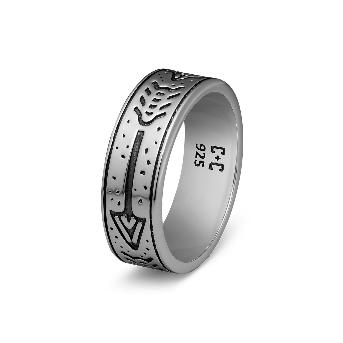 Aim True (His) sterling silver ring - off figure