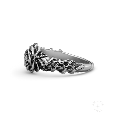 Stainless Steel floral rose flower ring for men All Apologies