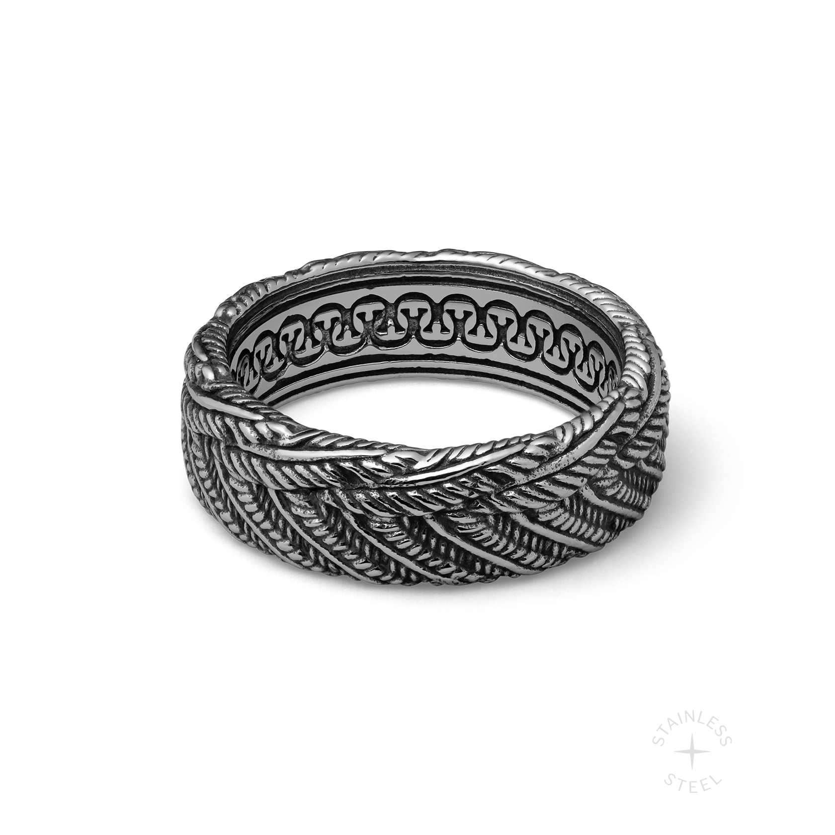 Aviation stainless steel bird feather band ring