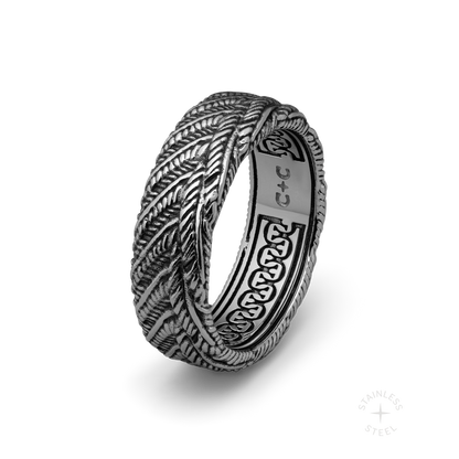 Aviation stainless steel bird feather band ring