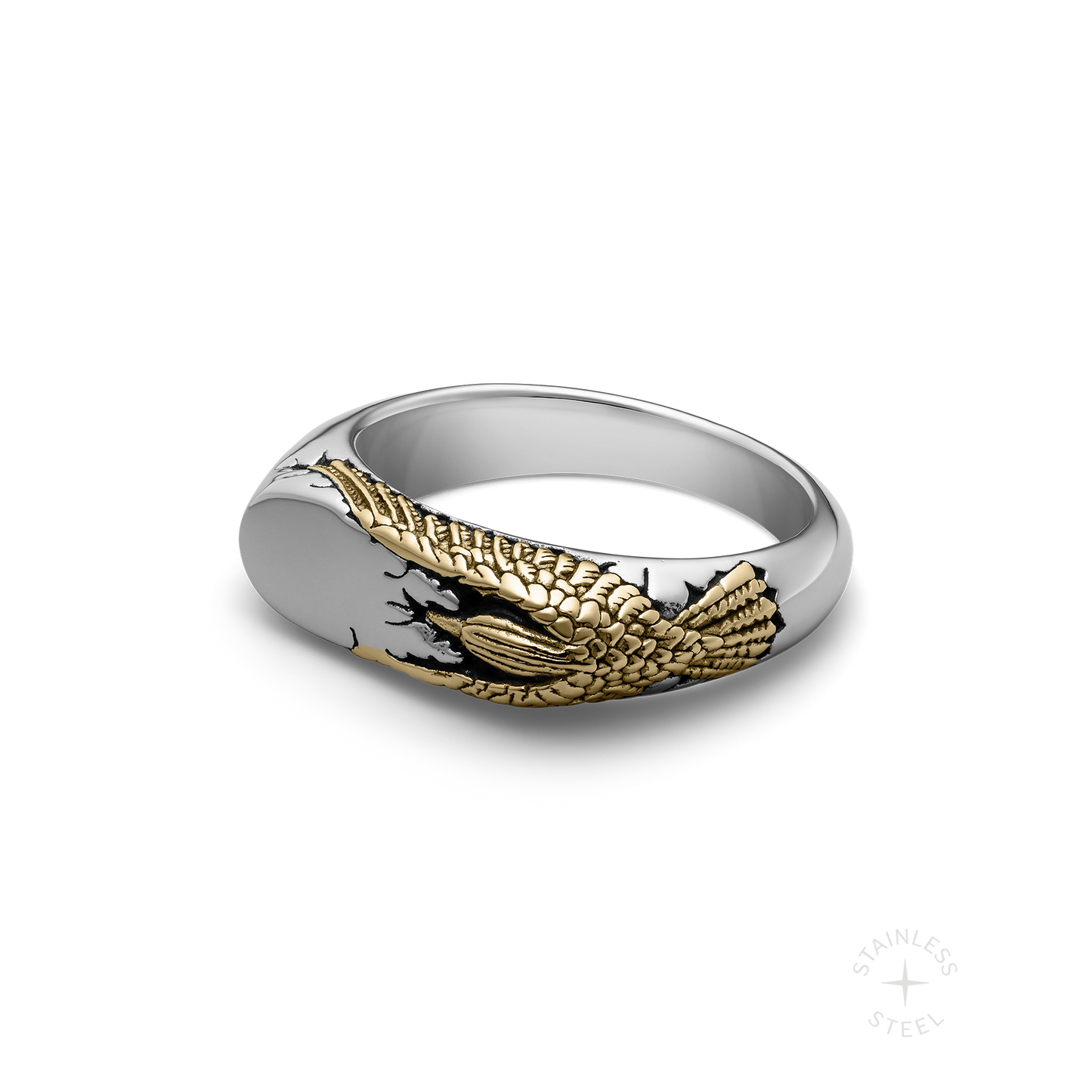 Stainless Steel Golden Raven Bad Omen Band Ring for men