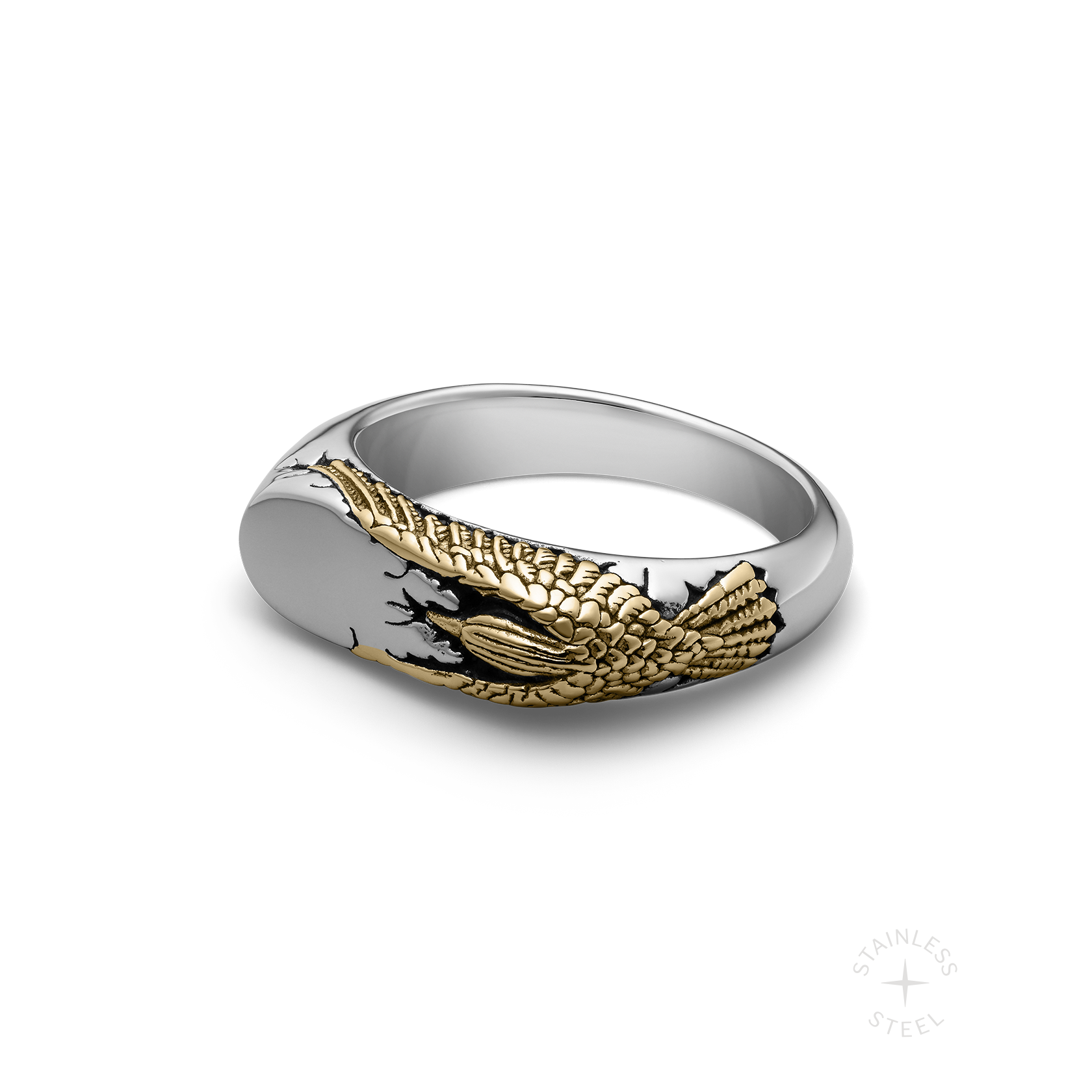 Stainless Steel Golden Raven Bad Omen Band Ring for men