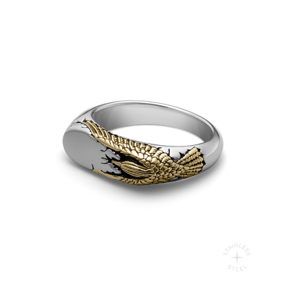 Stainless Steel Golden Raven Bad Omen Band Ring for men