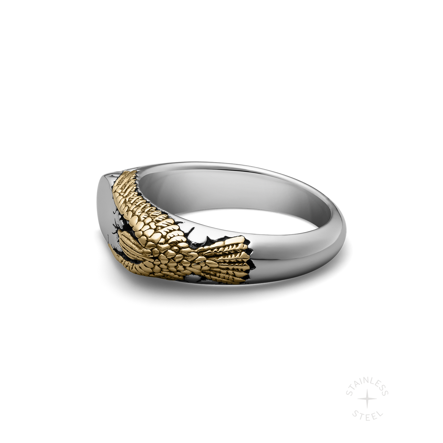 Stainless Steel Golden Raven Bad Omen Band Ring for men