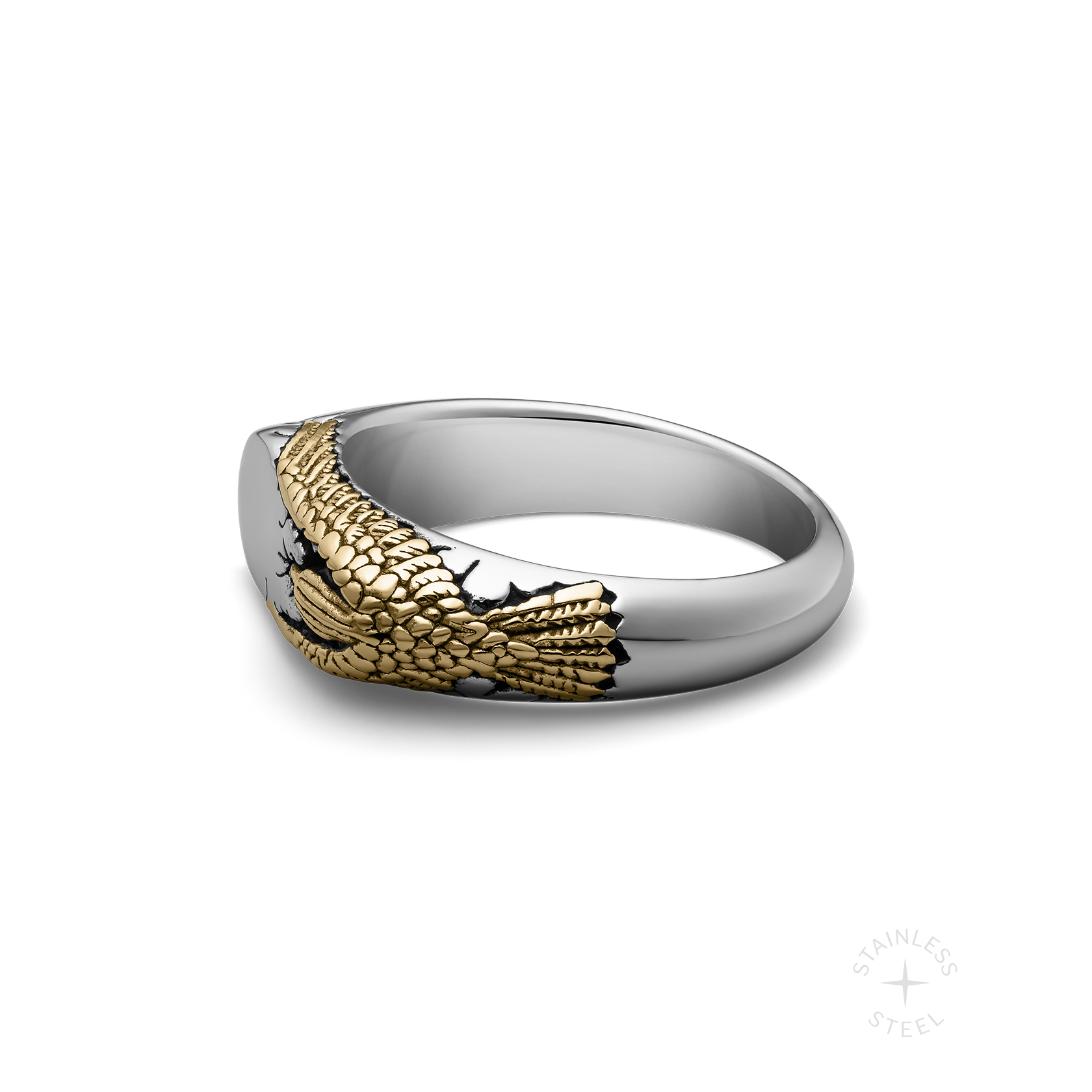 Stainless Steel Golden Raven Bad Omen Band Ring for men