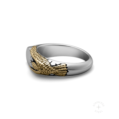 Stainless Steel Golden Raven Bad Omen Band Ring for men