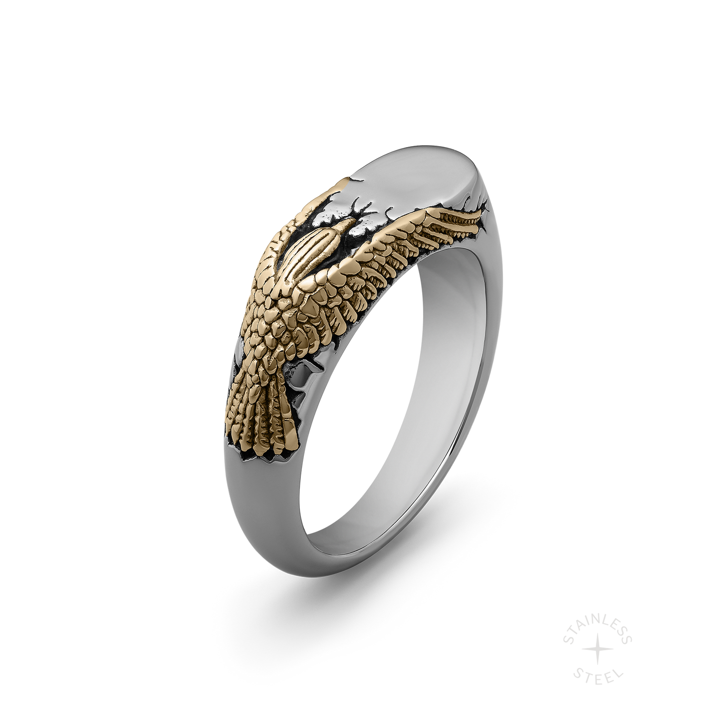 Stainless Steel Golden Raven Bad Omen Band Ring for men