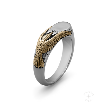 Stainless Steel Golden Raven Bad Omen Band Ring for men