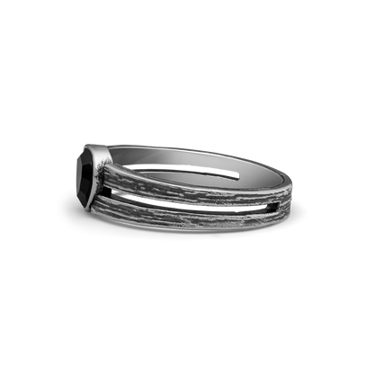 sterling silver black onyx black lotus signet ring
