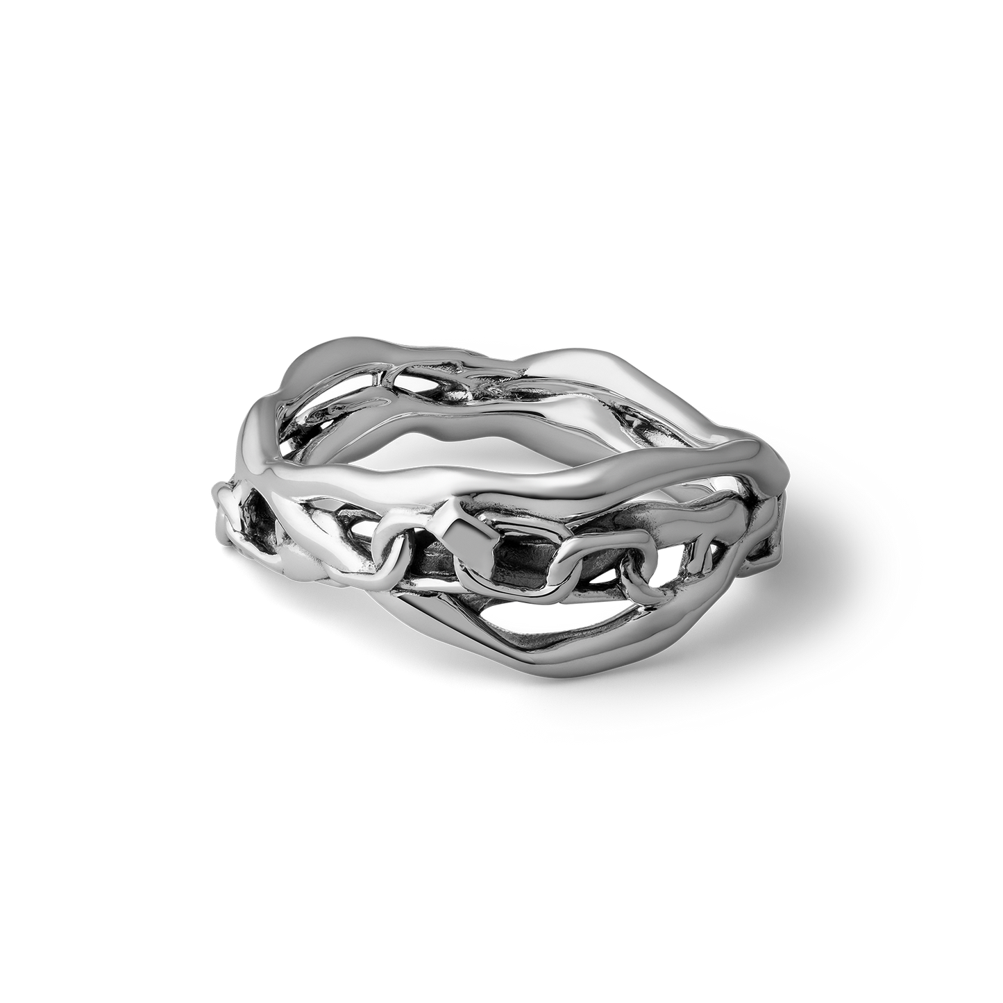 Cage the storm handcrafted sterling silver band ring for men