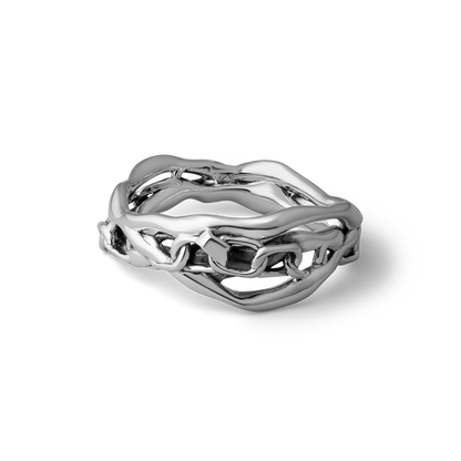 Cage the storm handcrafted sterling silver band ring for men