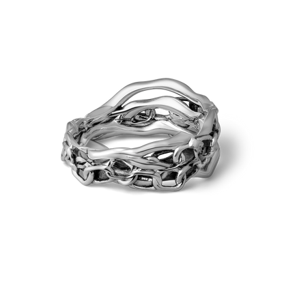 Cage the storm handcrafted sterling silver band ring for men