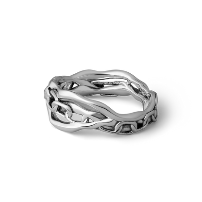 Cage the storm handcrafted sterling silver band ring for men