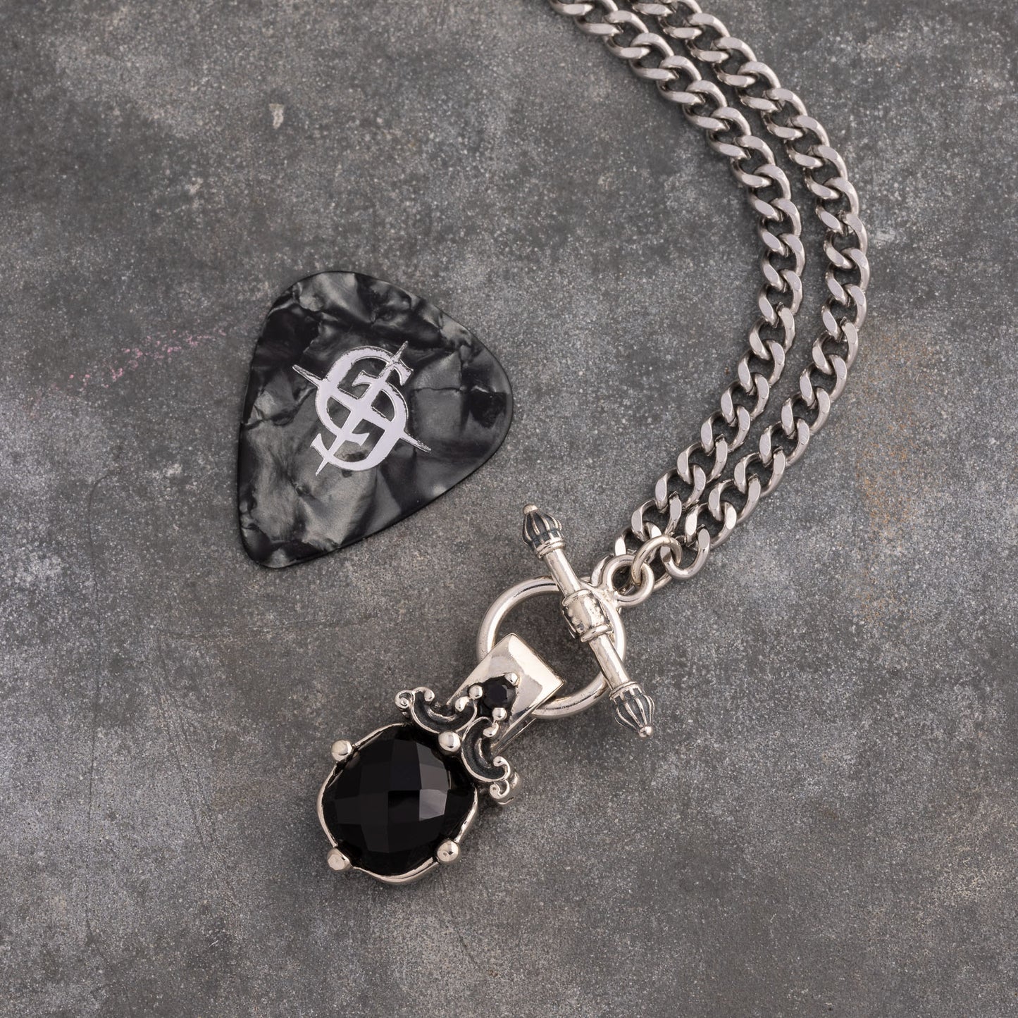 Celeste Sterling Silver and Black onyx pendant necklace for women