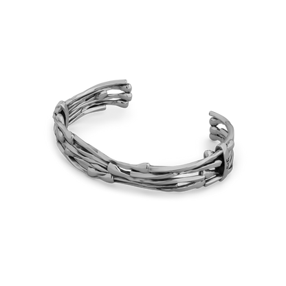 Clash sterling Silver textured cuff bracelet for men