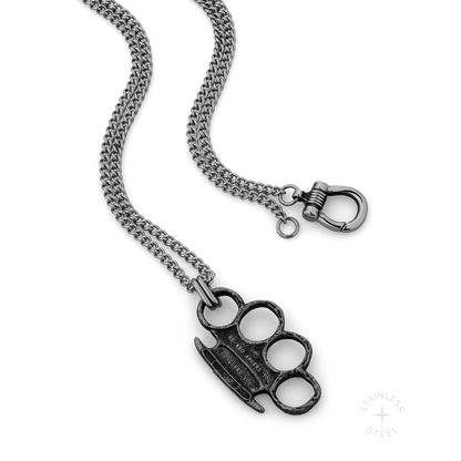 Conquer Brass Knuckles Stainless Steel pendant necklace for men