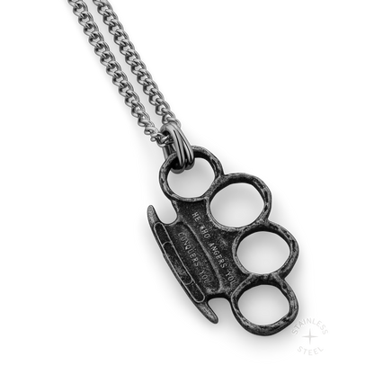 Conquer Brass Knuckles Stainless Steel pendant necklace for men