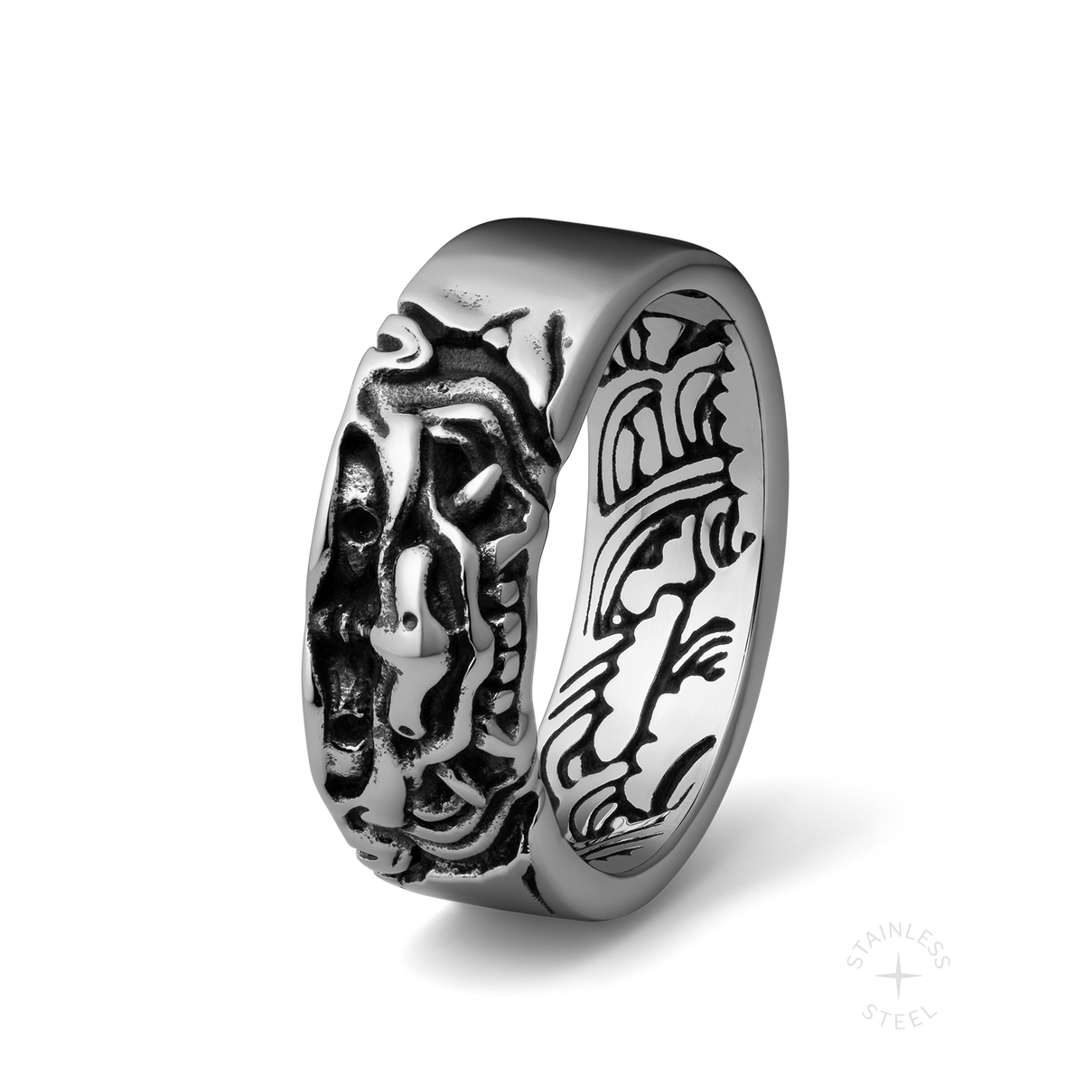Crimson Veil stainless steel ring - off figure