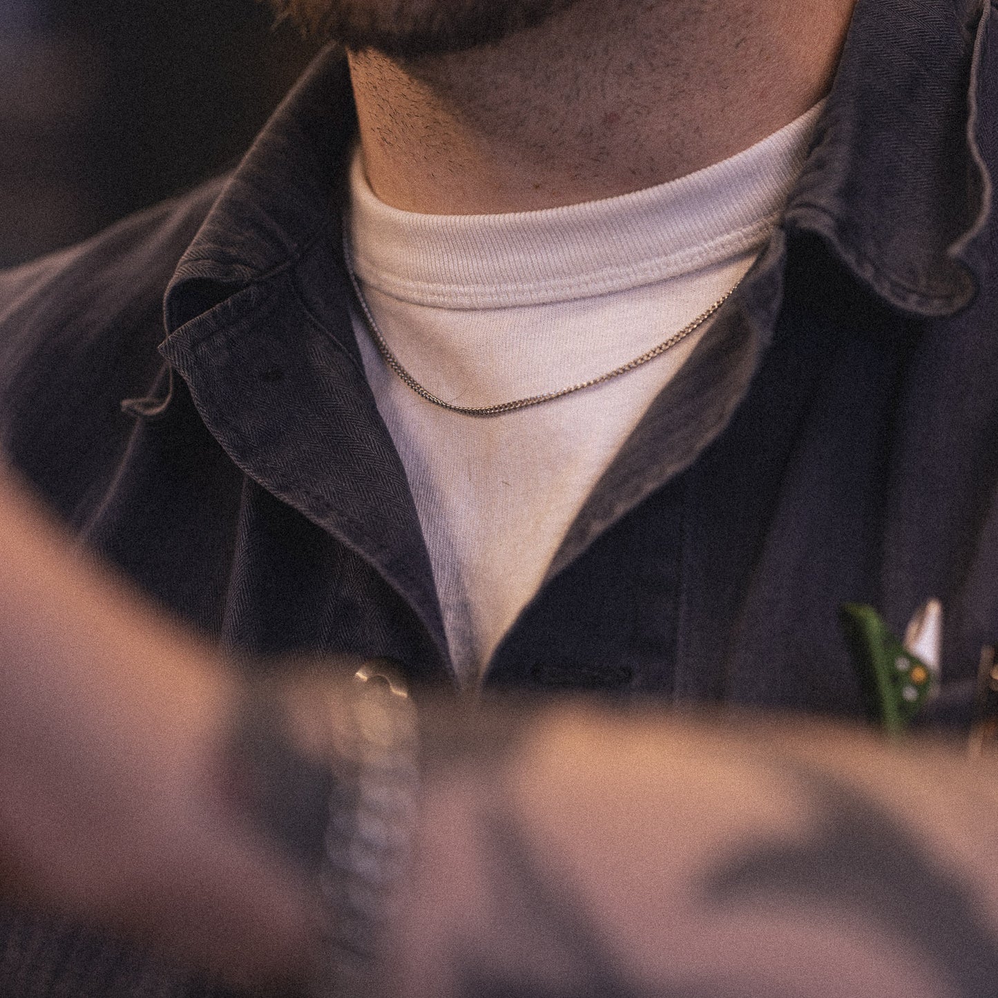 Silver curb chain necklace for men