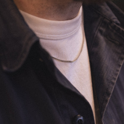 Silver curb chain necklace for men