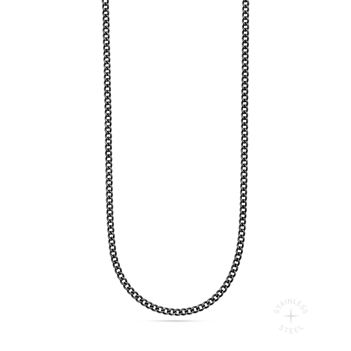 antiqued patina dark stainless steel curb chain necklace
