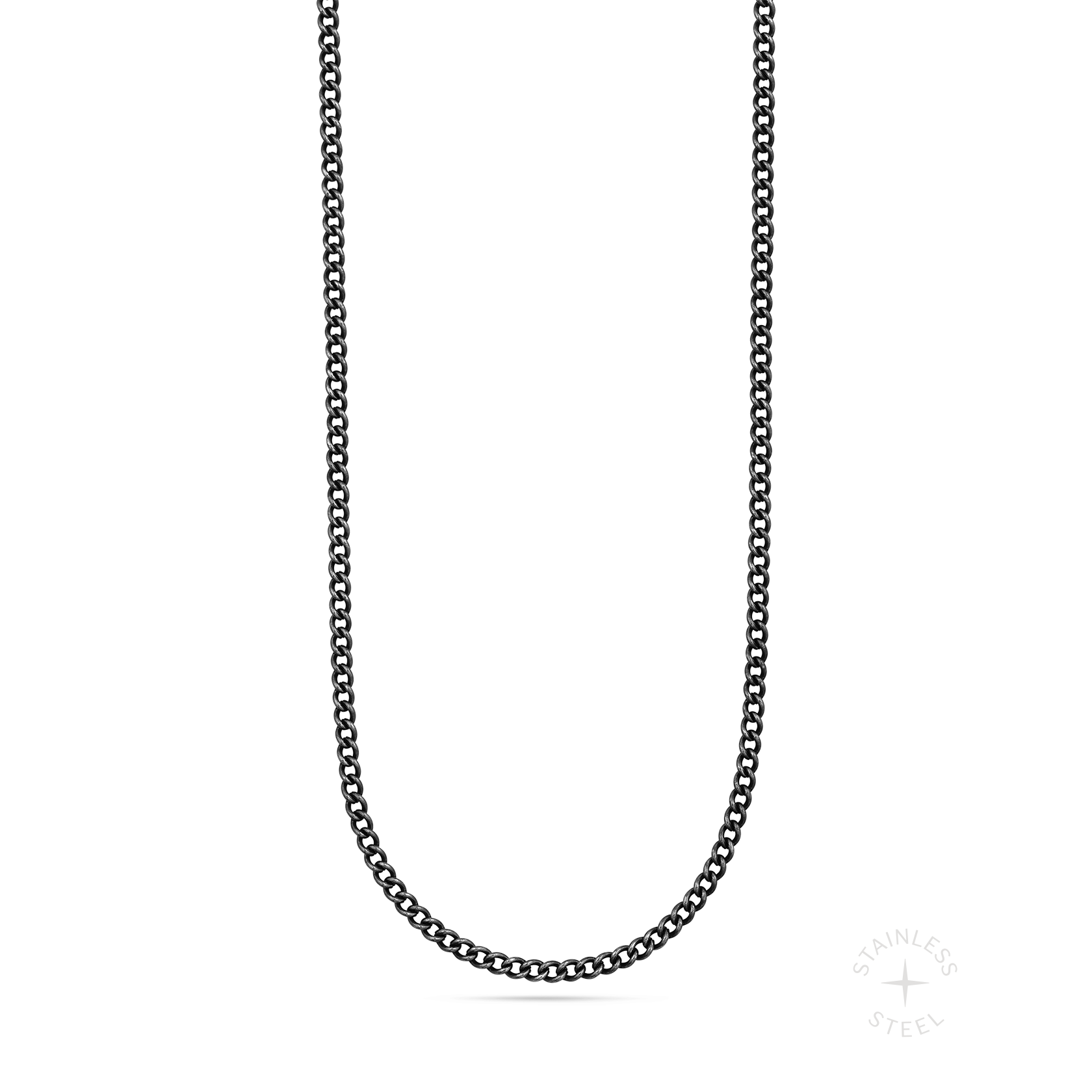 antiqued patina dark stainless steel curb chain necklace
