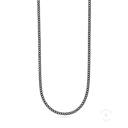 antiqued patina dark stainless steel curb chain necklace