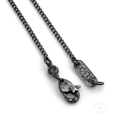 antiqued patina dark stainless steel curb chain necklace