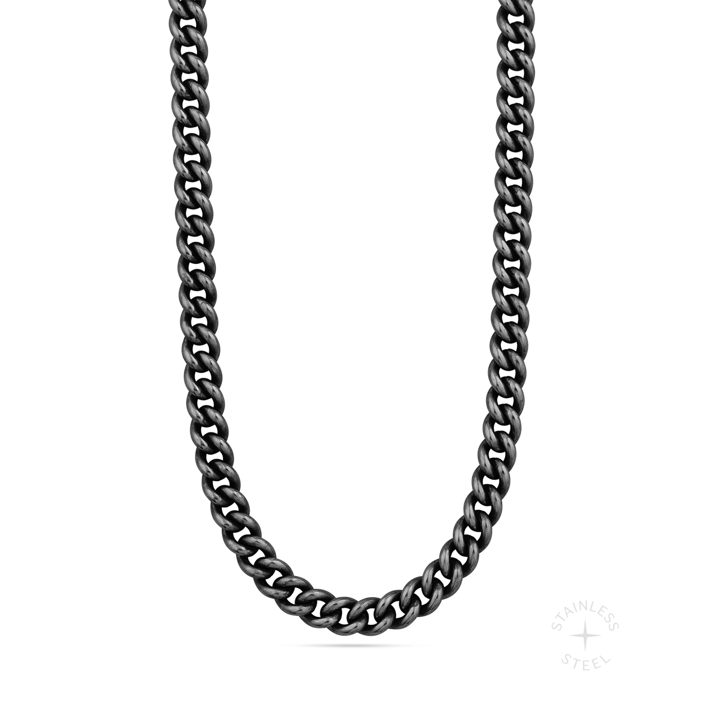 Stainless steel antiqued patina finish figaro chain necklace