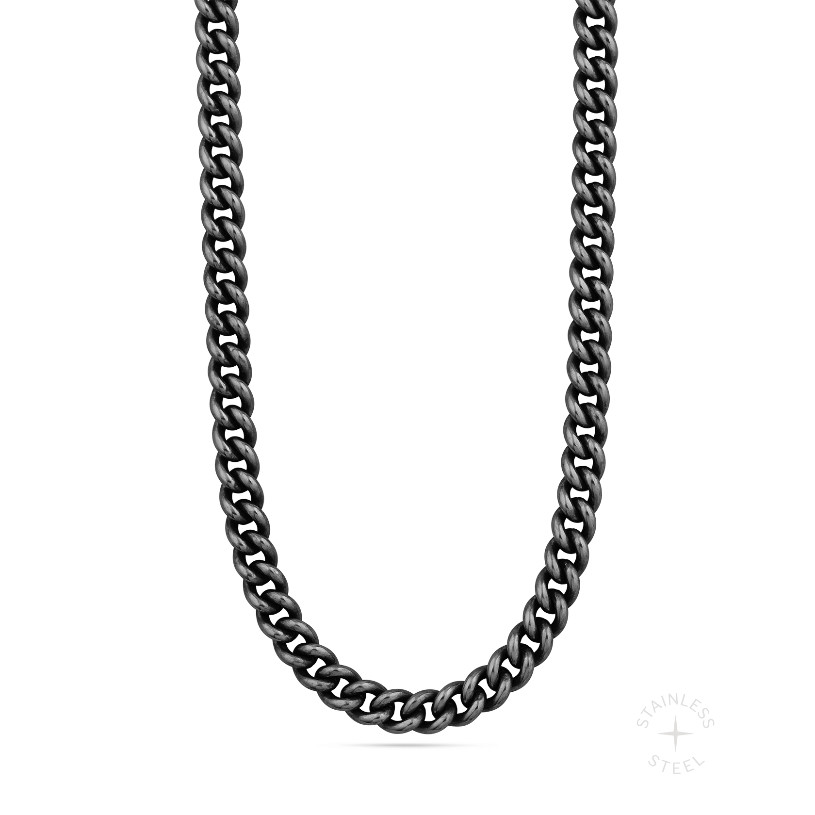 Stainless steel antiqued patina finish figaro chain necklace