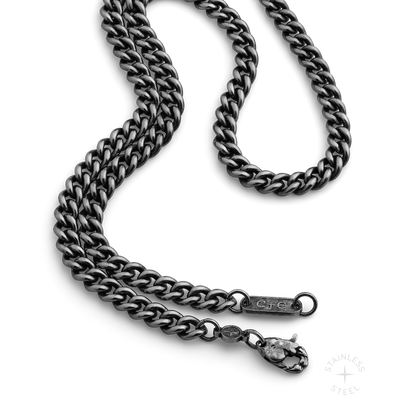 Stainless steel antiqued patina finish figaro chain necklace