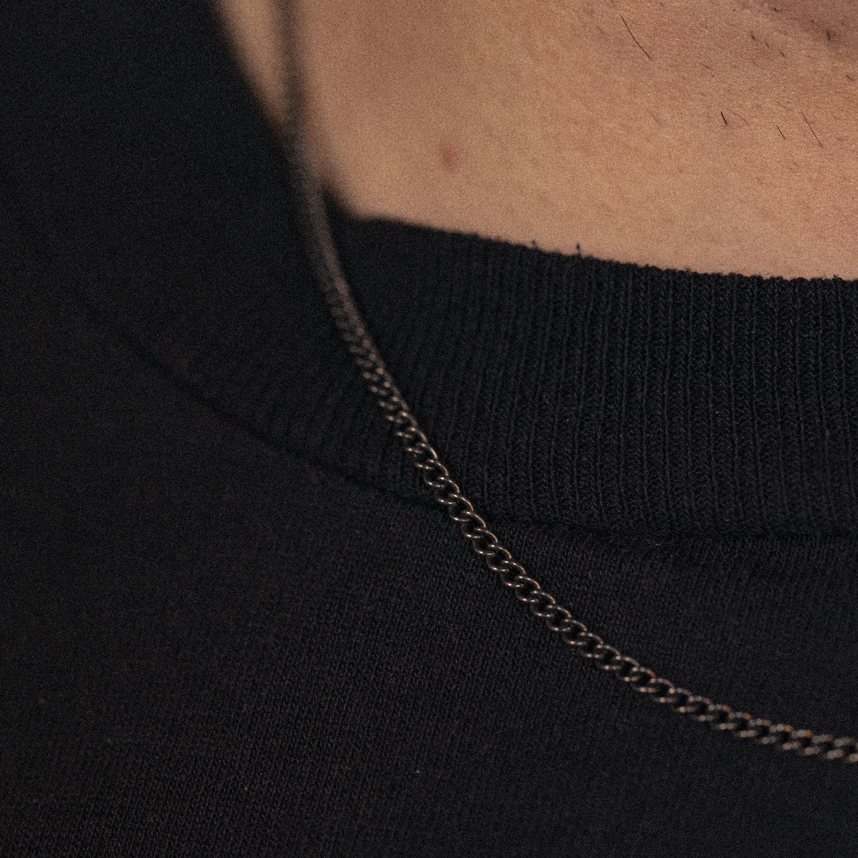 antiqued patina dark stainless steel curb chain necklace