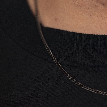 antiqued patina dark stainless steel curb chain necklace