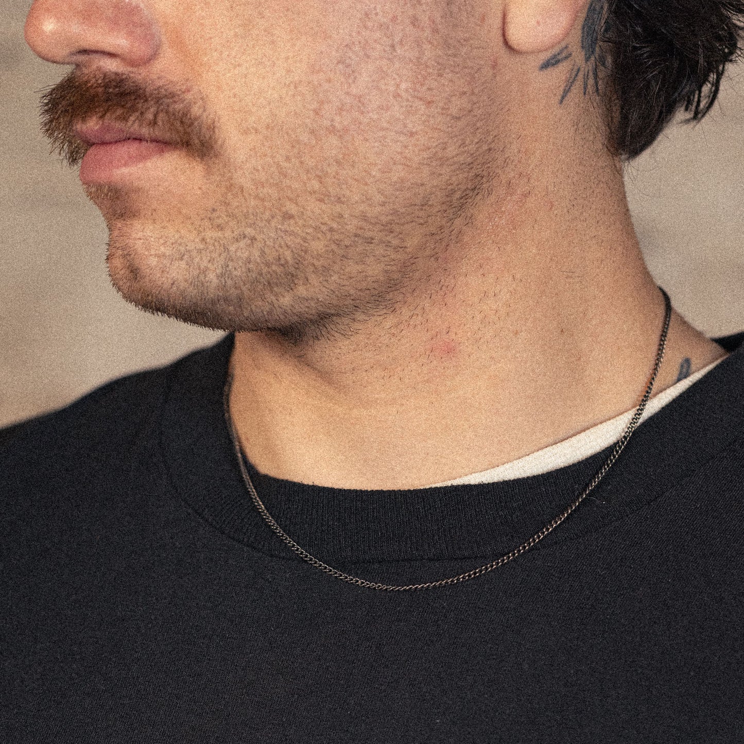 antiqued patina dark stainless steel curb chain necklace